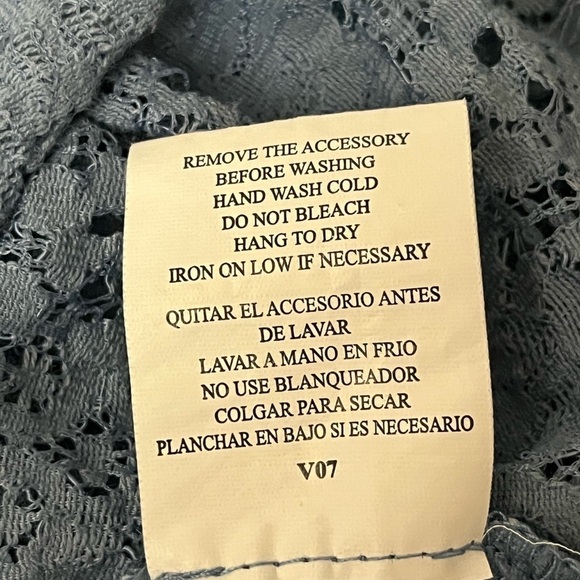 Lilly White Blue Lace Crochet Blouse S Sheer Boho Coquette Cottagecore Fairy - Picture 10 of 10